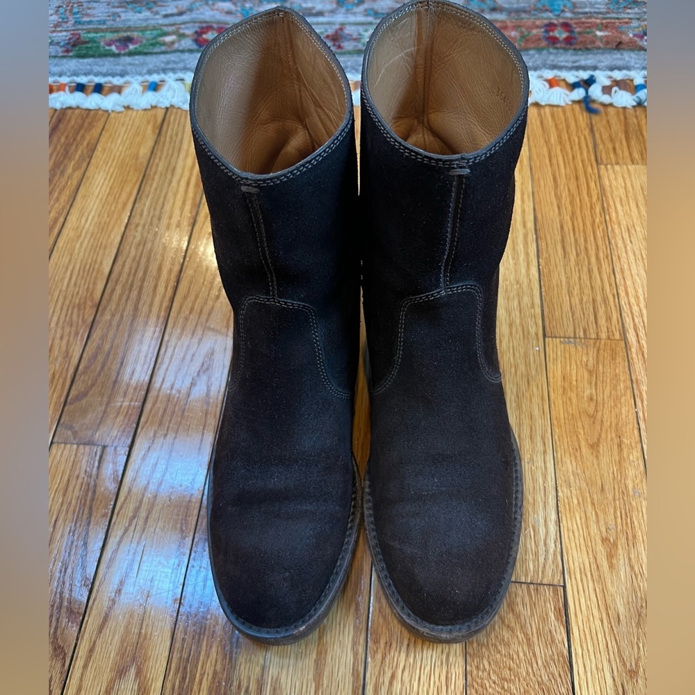 Gucci brown suede boots with horsebit detail in silver size 39.5